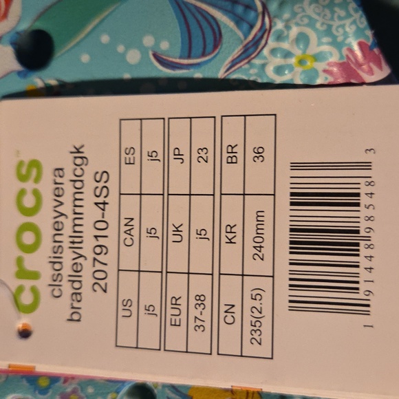 Vera Bradley Disney Little Mermaid floral Croc clogs Kids 5 Woman's 7 - Picture 3 of 7